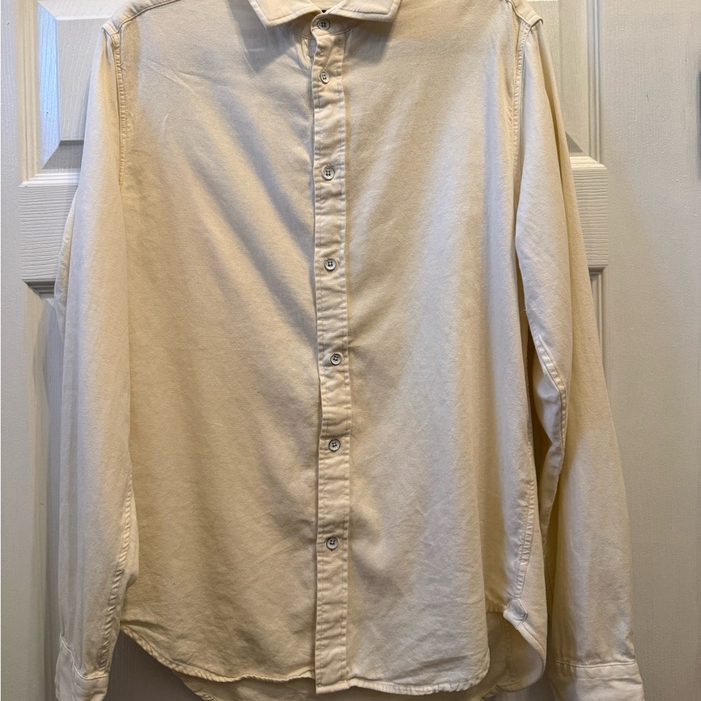 rag & bone Men's Off-White Casual Button-Down Shirt